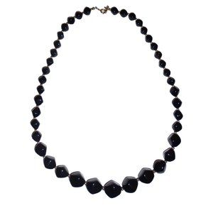 1960s Vintage Necklace Avon Beaded Single Strand black beads plastic Retro